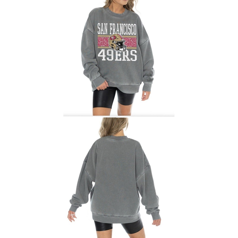 Gameday Couture‎ NFL SF 49ers Grey Vintage Wash Oversized Sweater Womens L